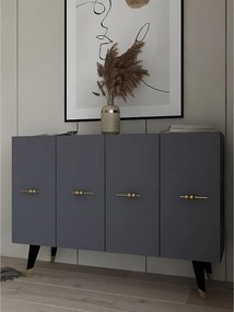 Komoda – 120 cm x 80 cm x 29,6 cm – Złoto i antracyt – Płyta wiórowa pokryta melaminą