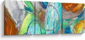 Obraz - Kolorowa abstrakcja (z zegarem) (90x30 cm)