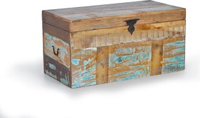 Ręcznie robiony kufer z odzyskanego wielokolorowego drewna