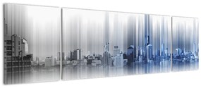 Obraz - Panorama miasta, niebiesko - szara (170x50 cm)