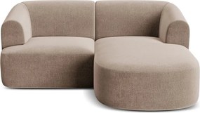 Jasnobrązowy aksamitny narożnik (prawostronny/z szezlongiem) Campi – Cosmopolitan Design