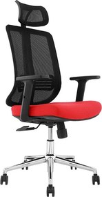 Fotel biurowy z regulacją wysokości - tkanina i siatka - czarny i niebieski - AMANE