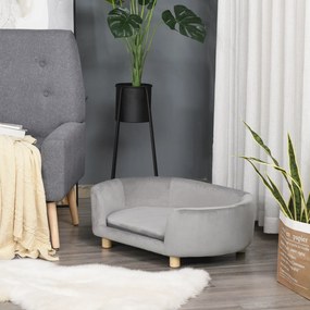 PawHut Sofa dla zwierząt domowych Sofa dla psa koty psy drewno brzozowe nowoczesna jasnoszary