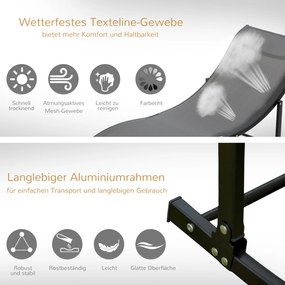 Outsunny Zestaw 2 Lekkich Leżaków Aluminiowych - Wymiary: 165x61x63cm - Trwałe i Wygodne