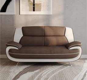 Sofa dwuosobowa, tkanina Kronos, brązowo-biała, Palermo