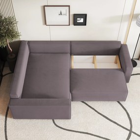 Masseno Narożnik ERONIS z funkcją spania i pojemnikiem na pościel Narozniki L, Rozkładana sofa - Wrzosowy, MONOLITH 62