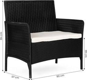 Sofa ogrodowa 2-osobowa Livora 007 z poduszką, czarna