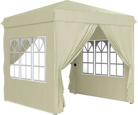 Outsunny 2,5 x 2,5 m Pawilon Pop-up z bocznymi ścianami i torbą transportową, UPF50+ regulowany wysokością namiot ogrodowy, Kremowy