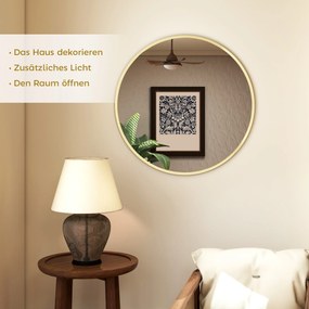 HOMCOM Lustro ścienne, nowoczesny design, 60 x 60 cm, złote | Aosom PL