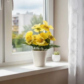 Bratek w Doniczce Żółty 20 cm Bratki Kwiaty do Domu Ogrodu Sztuczny Ozdobny