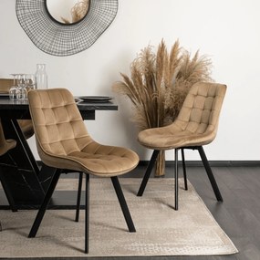 Krzesło Tapicerowane do Salonu RICK Beżowe Welurowe Nowoczesne Loft