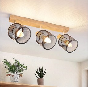 NETTLIFE Lampa sufitowa 3-punktowa, efekt czarnego drewna - lampa sufitowa E14 regulowana 350°, 4 żarówki, maks. 25 W, nowoczesna do salonu, sypialni, kuchni.