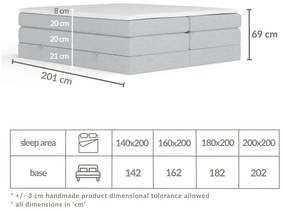 Jasnoszare łóżko kontynentalne ze schowkiem bez zagłówka 160x200 cm Juniper – Maison de Rêve
