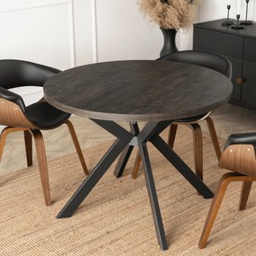 Stół Okrągły Rozkładany LUKAS 100-250 cm Czarny Nowoczesny Loft