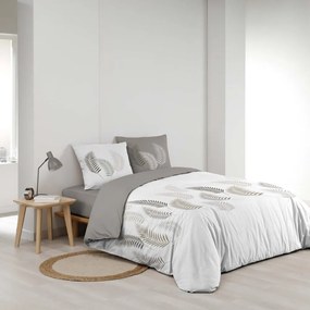 Biało-szarobrązowa bawełniana pościel dwuosobowa 240x220 cm Goyave – douceur d'intérieur