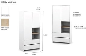 Biała szafa dziecięca Vipack Kiddy, 90 x 180 cm
