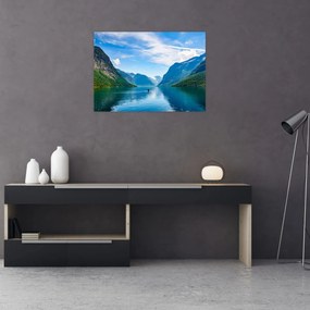 Obraz na szkle - Jezioro Lovatnet (70x50 cm)