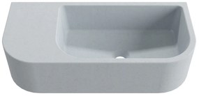 Umywalka betonowa wisząca / nablatowa półokrągła z półką bez otworu na baterię 65 x 30 cm LARMO | różne kolory : Kolor - Jasny szary, Typ montażu - nablatowa