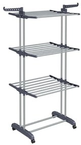 SongmicsHome Suszarka na pranie ELTON z 4 poziomami na kółkach, 76x172x50 cm, szara