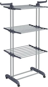 Suszarka na pranie ELTON z 4 poziomami na kółkach, 63,5x128x173cm, szary SongmicsHome