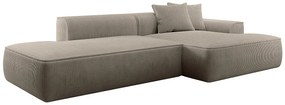 Kanapa narożna prawostronna welurowa w kolorze taupe ERYNEL