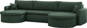 Uniwersalny narożnik Verona U z funkcją spania, do salonu, zielony