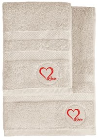 Beżowe bawełniane ręczniki zestaw 2 szt. frotte Love – Foutastic