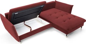 Narożnik GLAM Prawostronny z funkcją spania, zestaw z poduszkami wolnostojący tkanina RIVIERA 61 Burgundowy DOMO HOME