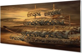 Szkło do Kuchni na Ścianę Statek na tle Morskich Chmur