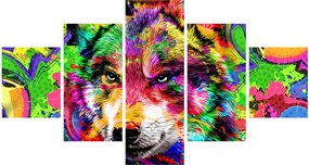 Obraz - Wilk z graffiti (125x70 cm)