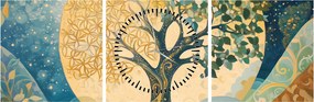 Obraz – Drzewo życia w księżycu (z zegarem) (90x30 cm)