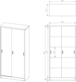 Przesuwna szafa biurowa Eco Design Kuba 90x40x185 cm biały/dąb sonoma