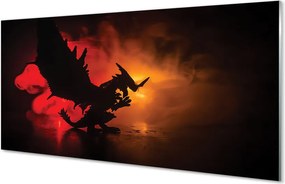 Szklany Panel Czarny Smok wśród Chmur