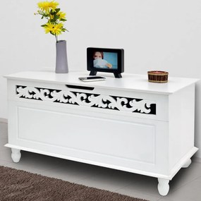 Casaria Skrzynia drewniana JERSEY, 80x40x48cm, biała