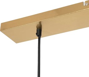 Lampa wisząca w stylu art deco mosiądz z różowym szkłem 3-światłowa - Pallon