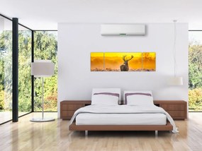 Obraz - Jeleń o wschodzie słońca (170x50 cm)