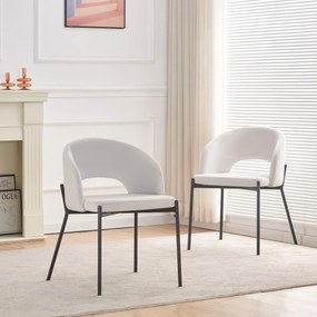 ATENA Krzesło do Jadalni Jasny Popiel, Szary, Welur z Oparciem, Czarne Nogi