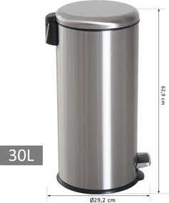 HOMCOM kosz na pedały z koszem wewnętrznym, kosz na śmieci pokrywa na zawiasach 30L