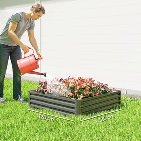 Outsunny Skrzynka ogrodowa, Pflanzkasten z obudową stalową, Jasnoszary, 120 x 120 x 30 cm