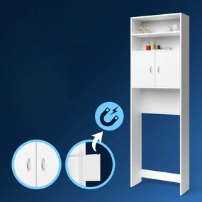 Wysoka szafka nad pralkę SILKE, 185×63×20cm, biała Casaria