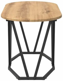 Nowoczesny stolik kawowy owalny metalowy dąb rzemieślniczy H3-T43