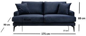 Ciemnoniebieska sofa 175 cm Papira – Balcab Home