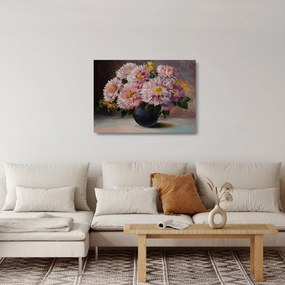 Obraz na szkle - Obraz na szkle olejny, Kwiaty w wazonie (70x50 cm)