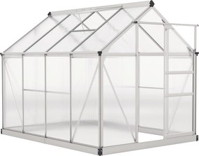 Outsunny Szklarnia, szklarnia z oknem dachowym, drzwiami przesuwnymi, przezroczysta, poliwęglan+aluminium, 190 x 252 x 201 cm | Aosom PL