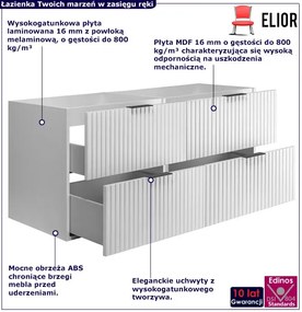 Ryflowana biała szafka do łazienki 120 cm G3-D48