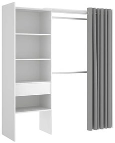Rozkładana garderoba narożna GONTRAN – dł. 164/214 cm – kolor biały i szary