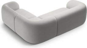 Jasnoszary aksamitny narożnik (prawostronny/w kształcie litery L) Kate – Micadoni