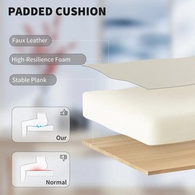 HOMCOM Fotel biurowy z ekoskórą przyjazną zwierzętom, podnóżek, regulacja wysokości, na kółkach, Beżowy