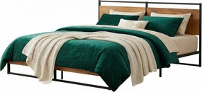 Czarne duże łóżko małżeńskie z metalu 180x200 cm P1-E05