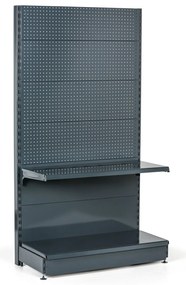 Regał sklepowy jednostronny, ścianki perforowane, 1600 x 1000 x 450 mm, dodatkowy, antracyt